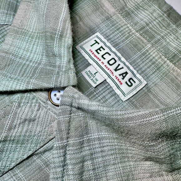 Tecovas L Sawtooth Plaid Western Pearl Snap Shirt Grey Green Cowboy - Picture 2 of 8